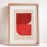 Abstract painting 30x40cm minimalist illustration red signed Eawy