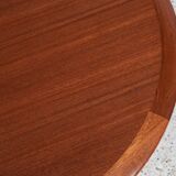Midcentury Danish round coffee table in teak and cane by Johannes Andersen for Silkeborg 1960s