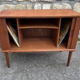 Small teak sideboard, Danish music furniture for vinyl records. Bar