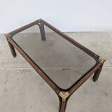 Bamboo and glass coffee table