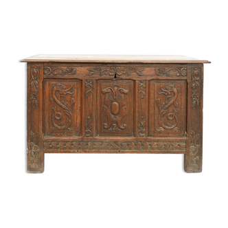 Carved wooden chest