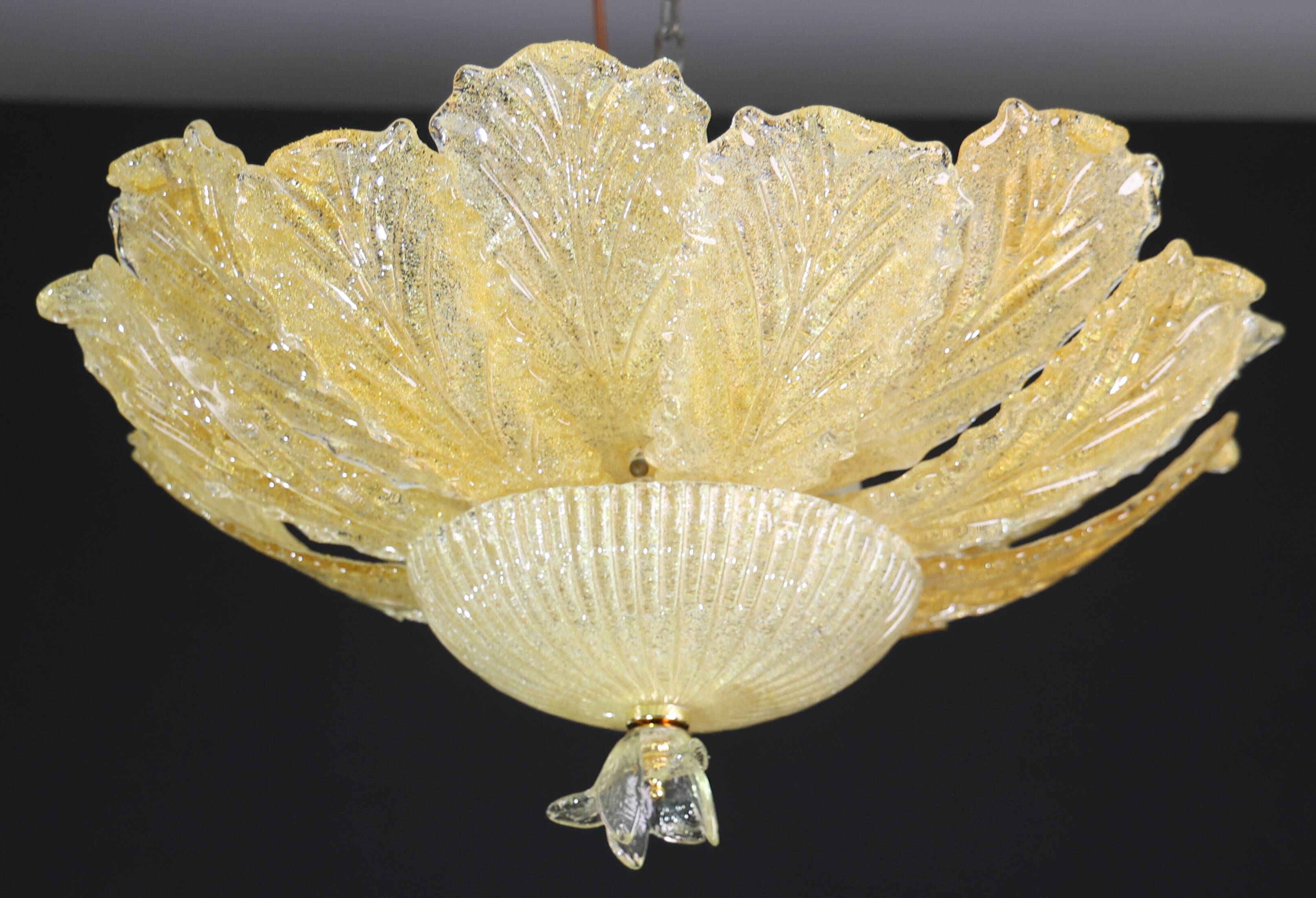 Abu Dhabi, Murano Glass Gold Flush Mount, 1970s