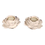 Duo de bougeoirs en céramique blanche
