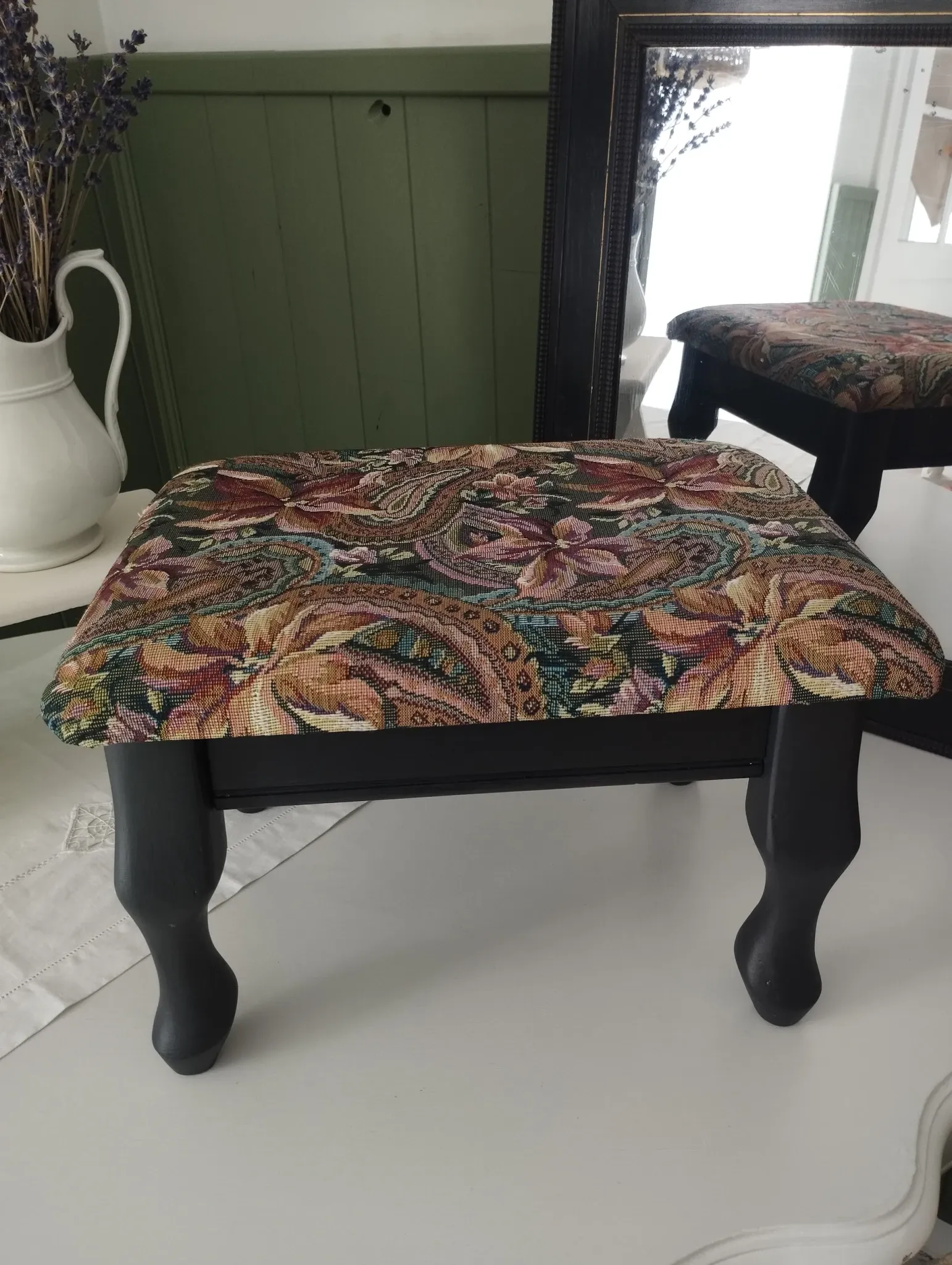 Small vintage tapestry footstool.