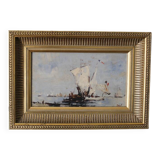 Bazil (20th century) oil on panel 'French boats setting out to sea'