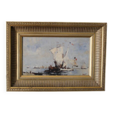 Bazil (20th century) oil on panel 'French boats setting out to sea'