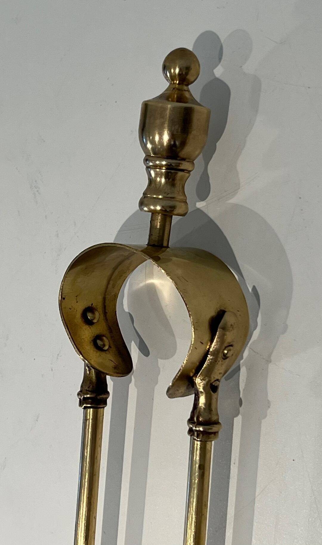 Neoclassical Fire Necessity in Polished Brass on Stand