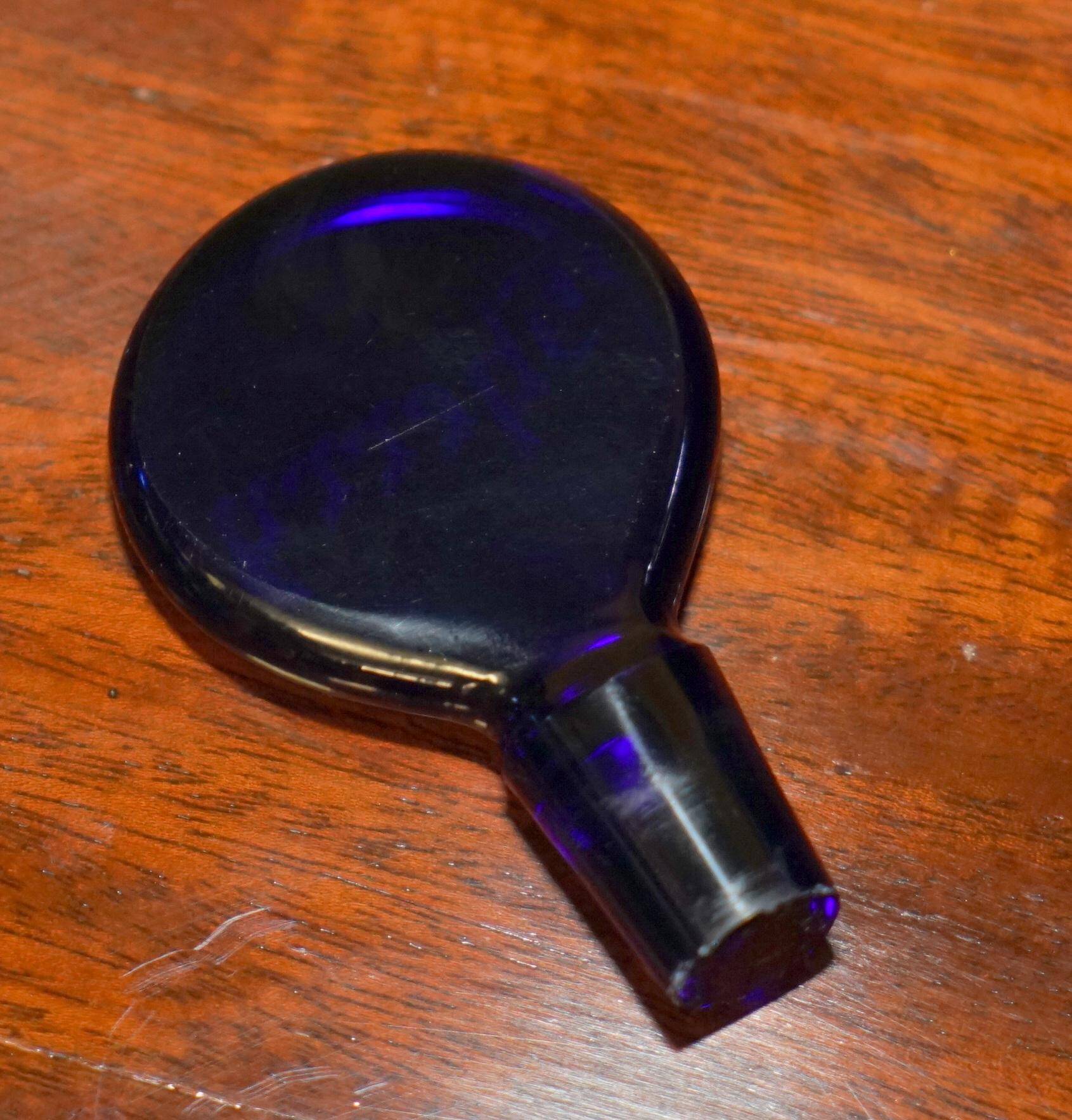 Carafe à Sherry et Verres en Verre Bleu Bristol Antique