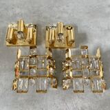 Set of 2 wall lamps gold crystal and brass Palwa Germany 1950