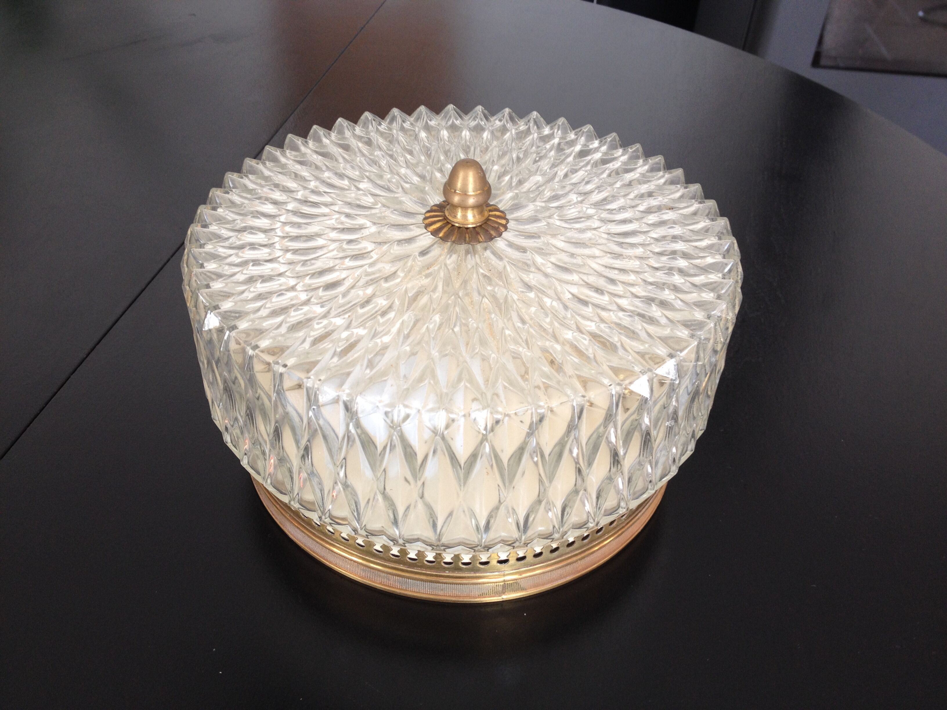 Glass and brass ceiling lamp