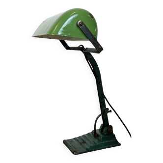 Vintage Green Enamel Bank Lamp, 1950s