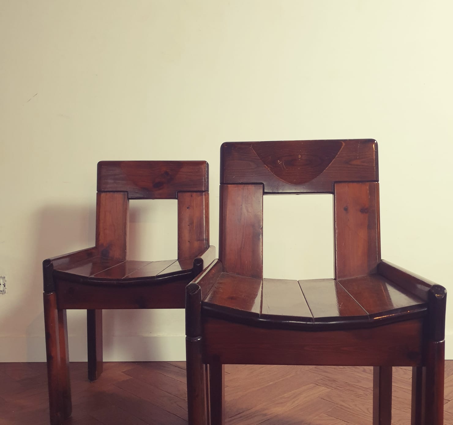 Pair of chairs by Silvio Coppola, Fratelli Montana edition, 1970.