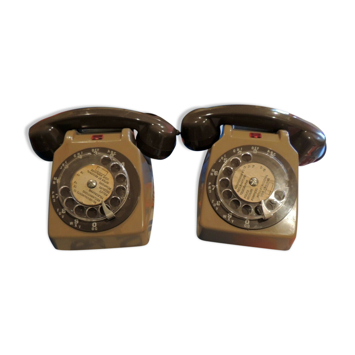 2 old telephone post communicating vintage year 1970 toy