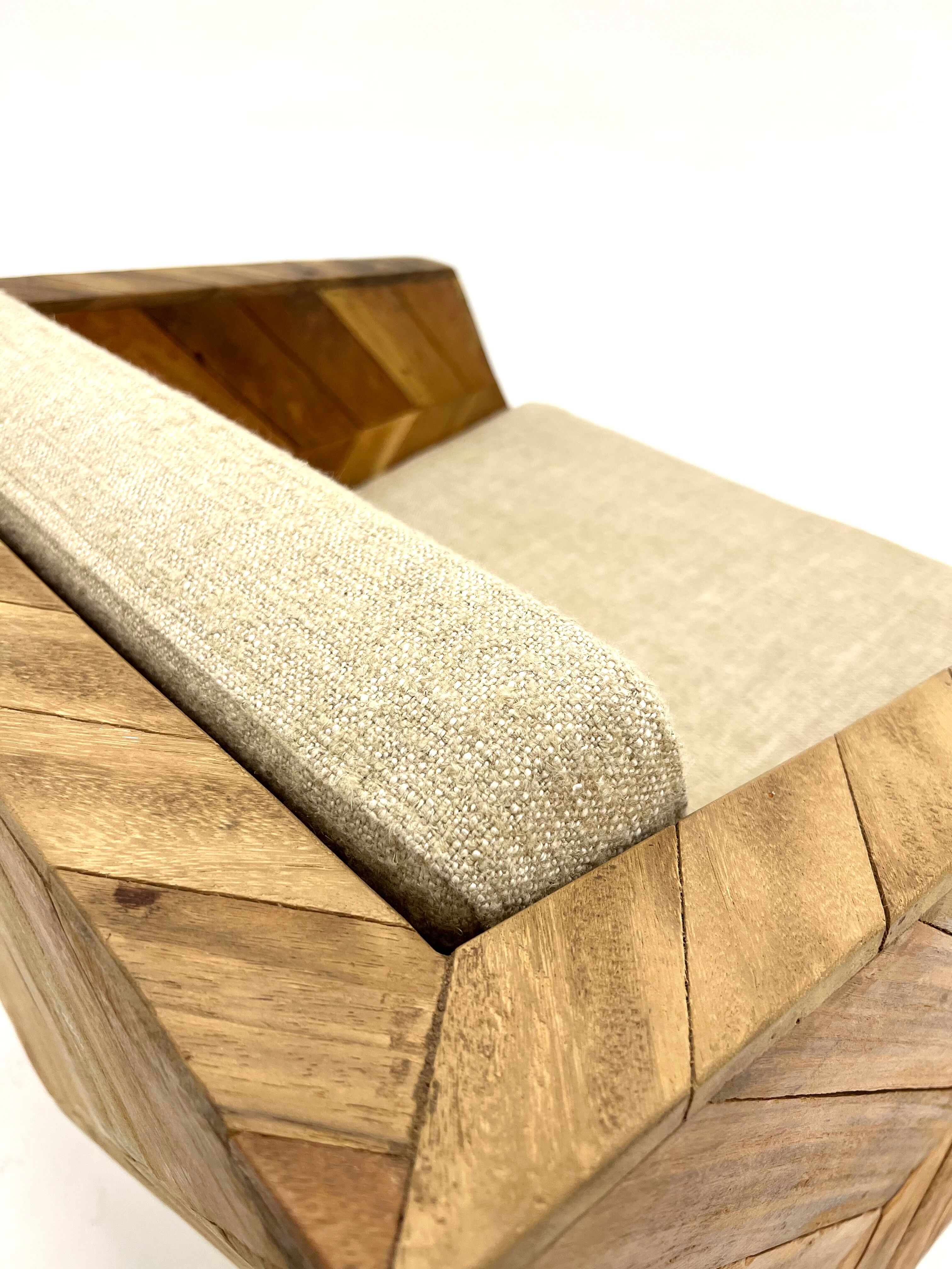 Vintage armchair in solid wood slats