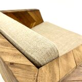 Vintage armchair in solid wood slats