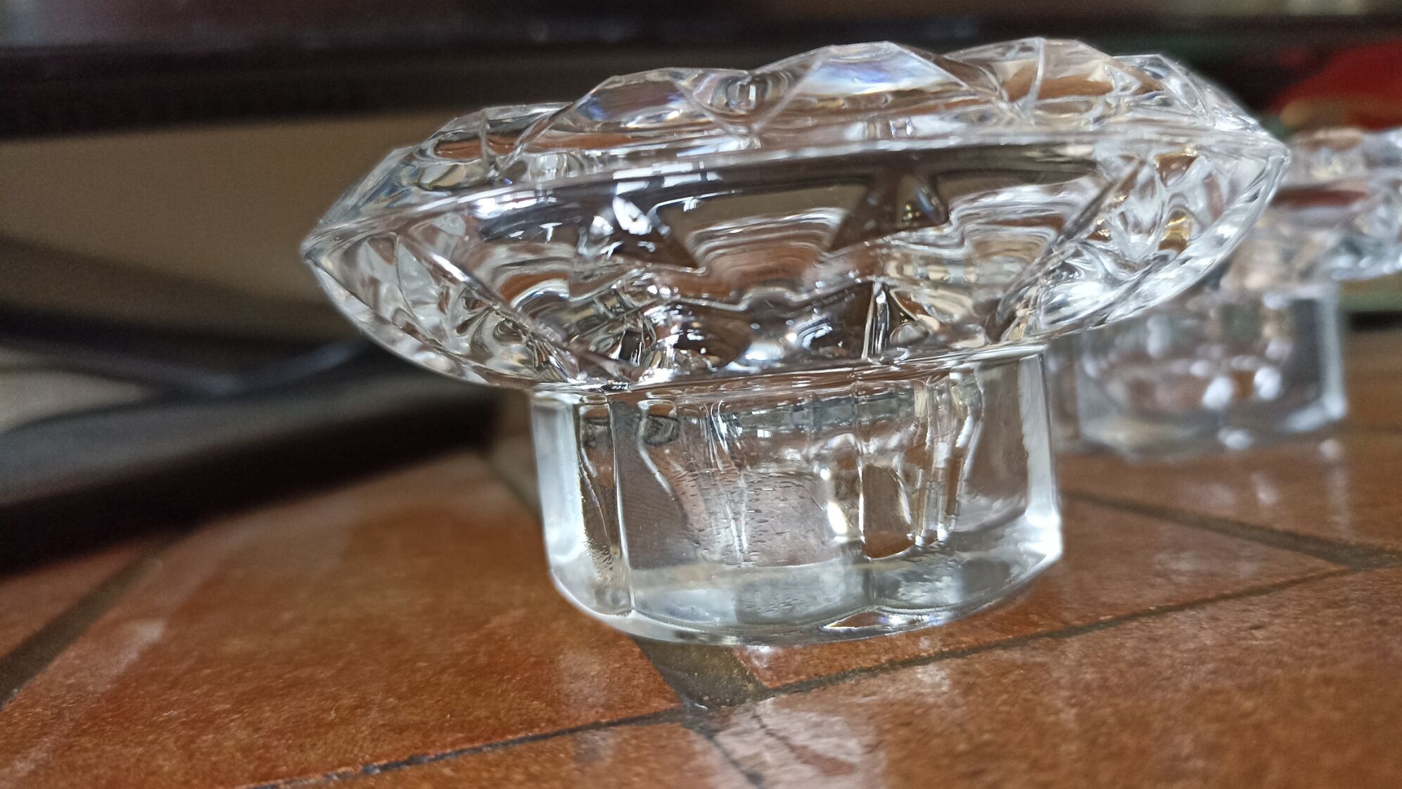 Duo of crystal candle holders - ARC France