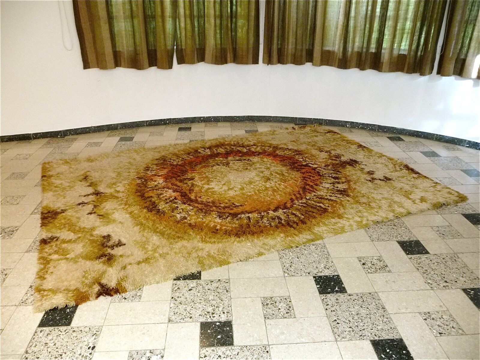 Abstract modernist OpArt wool rug from Ege Rya, Denmark 1960s