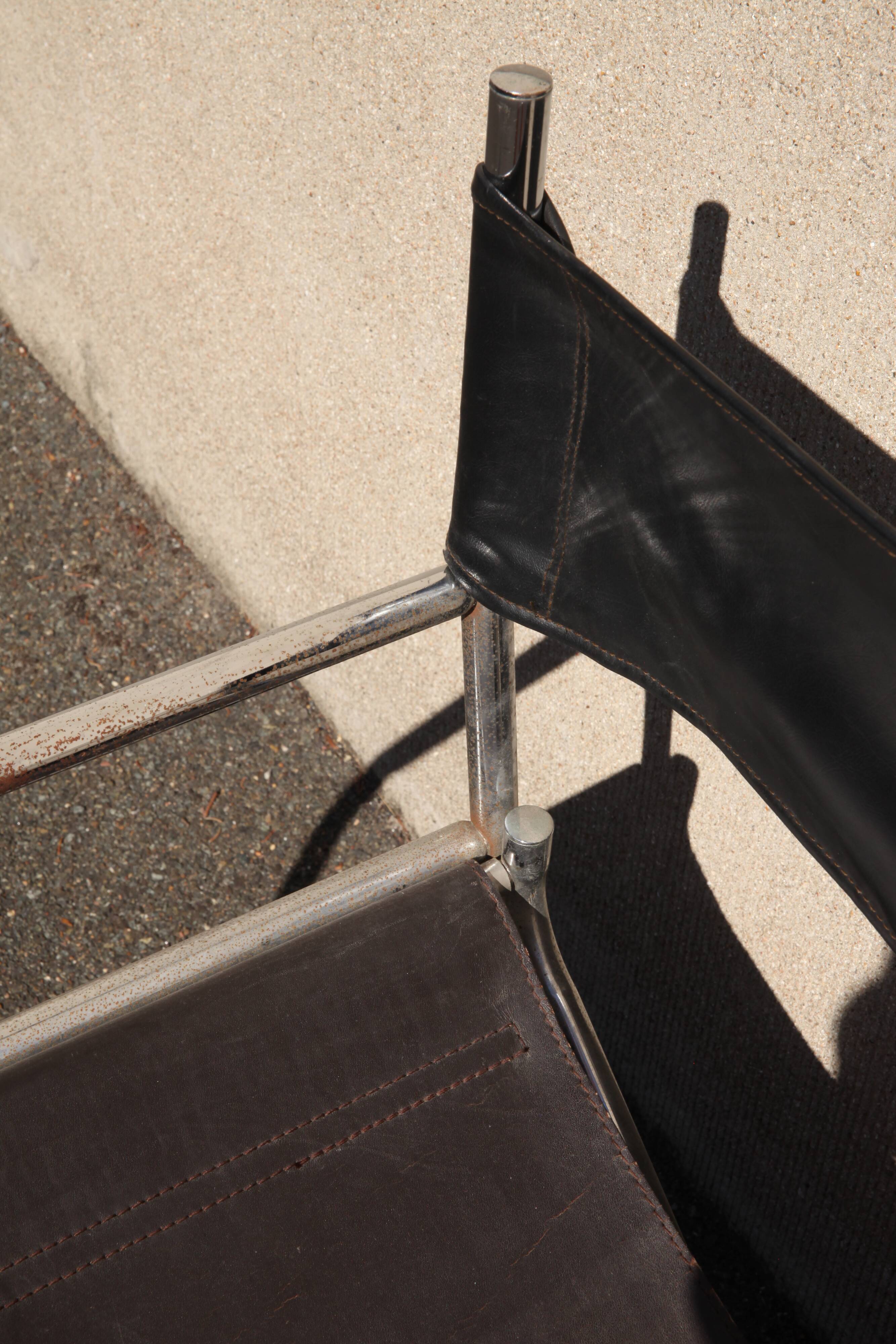 Lafuma folding leather armchair