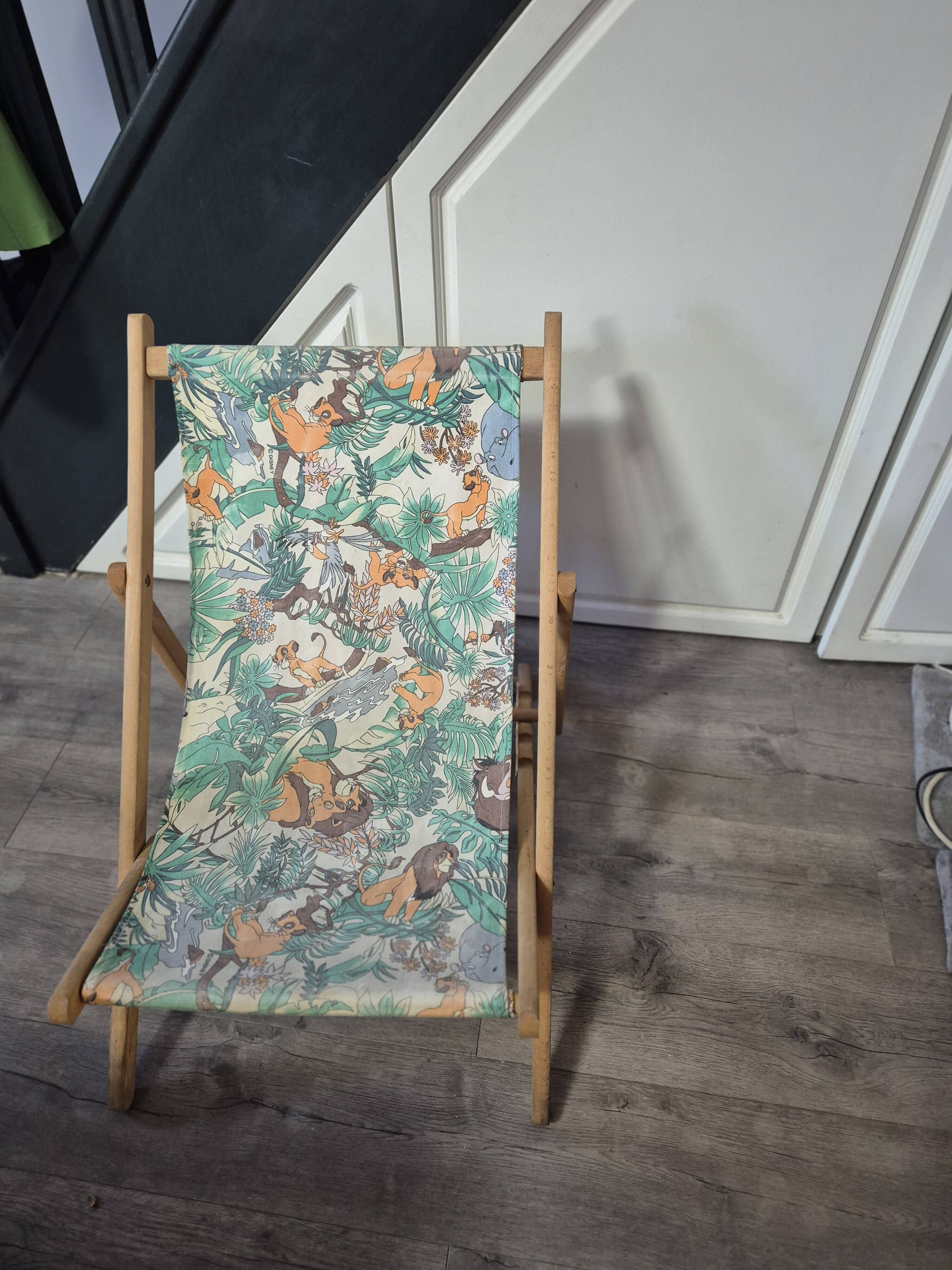 children's deck chair jungle lion fabric