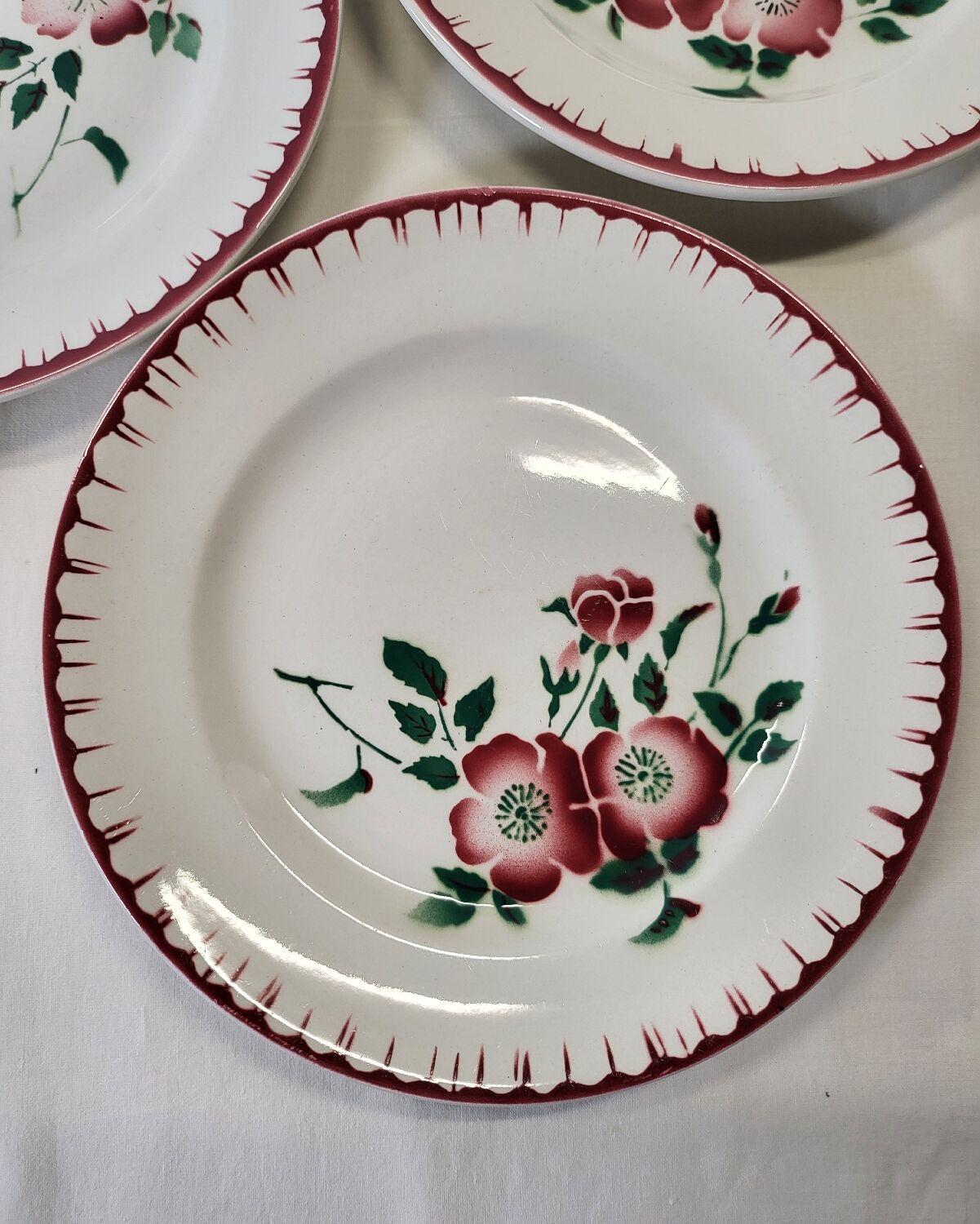 4 assiettes à dessert Sarreguemines épernay faïence vintage