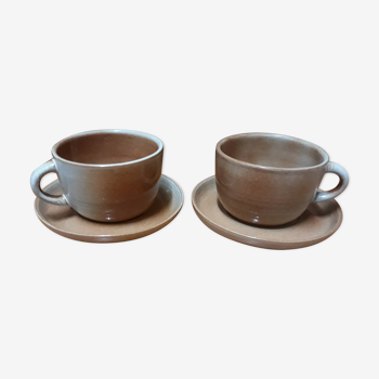 Pair of sandstone cups