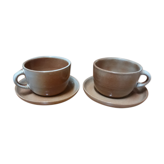 Pair of sandstone cups