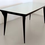 Dining Table with a Pale Green Glass Top in the style of Carlo De Carli, Italy