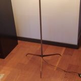 Vintage tripod floor lamp in golden brass twisted barrel