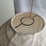Suspension in rattan and natural japanese linen in the shape of a drop