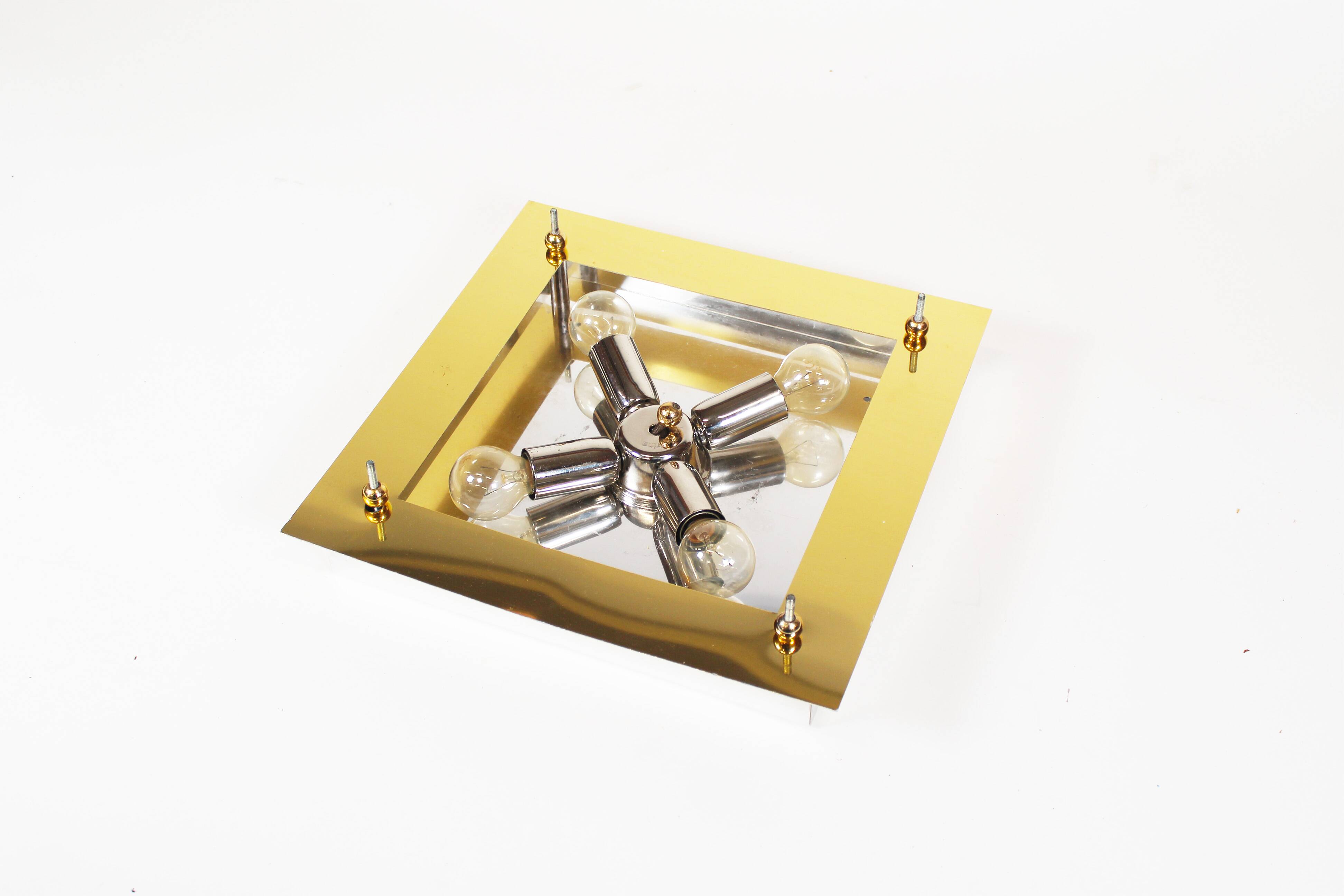 Brass and murano glass flush mount light by La Murrina Italy