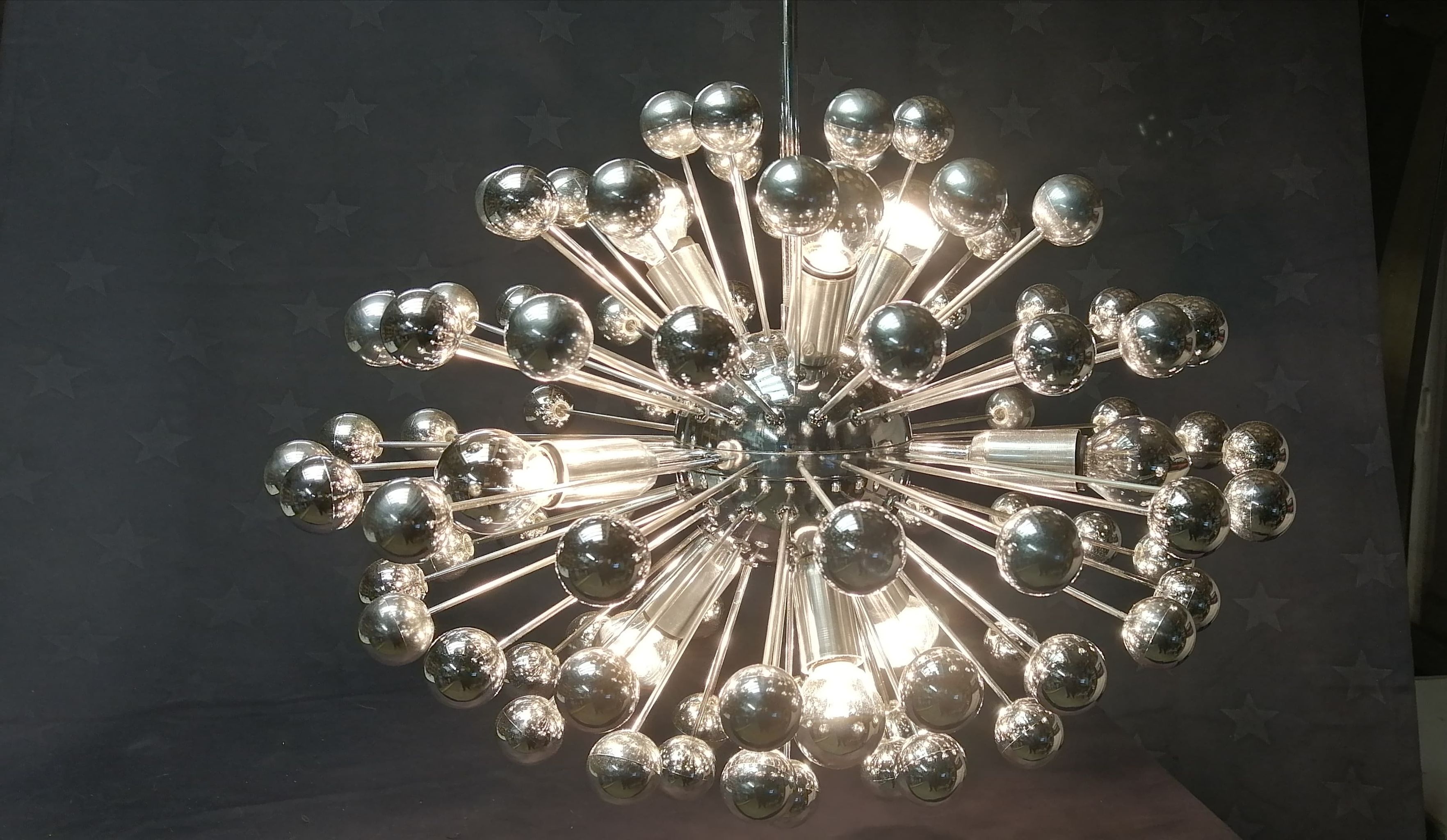 Lustre vintage spoutnik en chrome de Goffredo Reggiani, Italie 1970