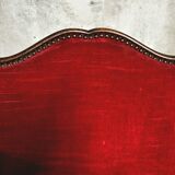 Pair of Louis XV style bergère armchairs in red velvet.