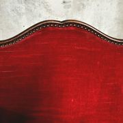 Pair of Louis XV style bergère armchairs in red velvet