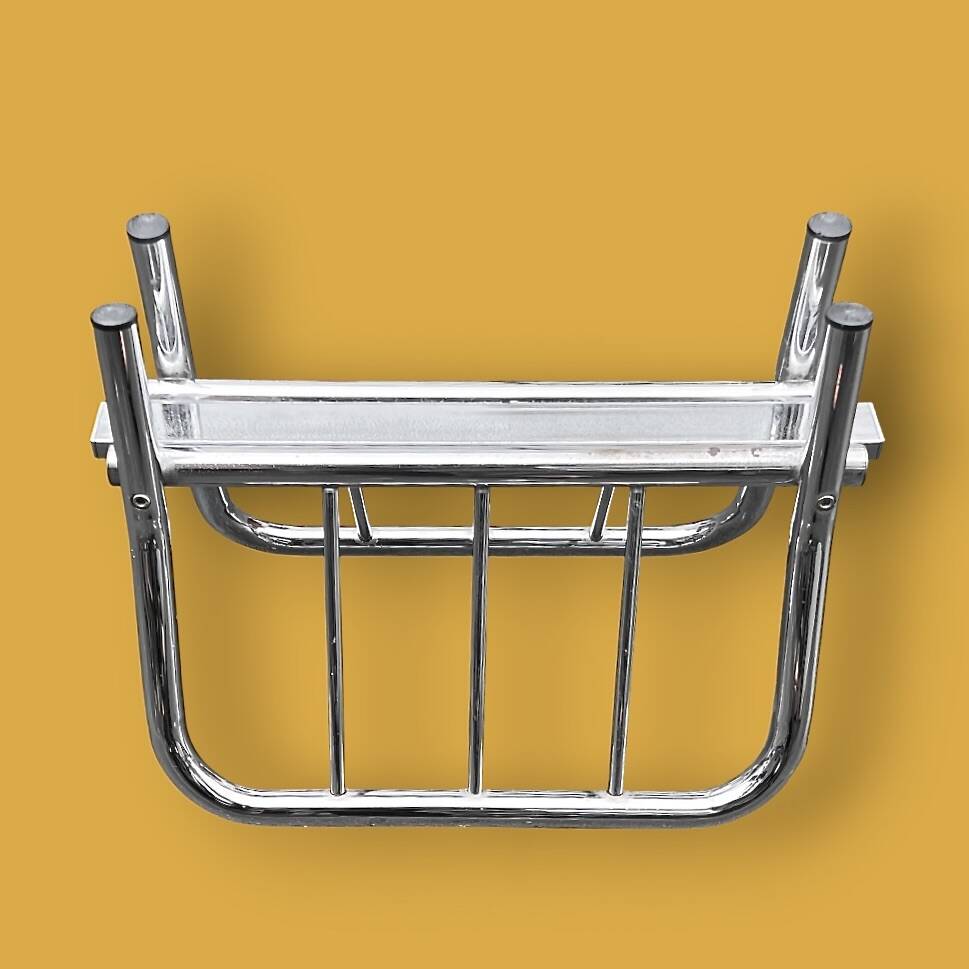Vintage chrome-plated metal magazine rack – 1970s