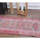 1970s vintage Turkish hand-knotted wool cotton red runner rug 91x354
