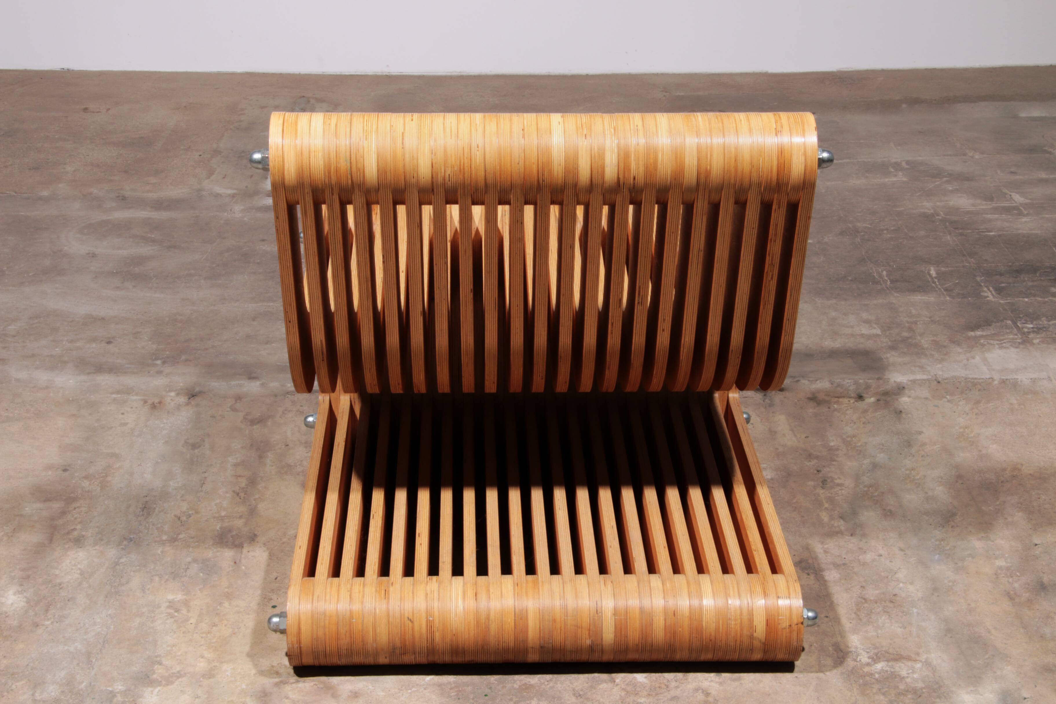 Vintage Beech Plywood Lounge Chair with Bolt Construction