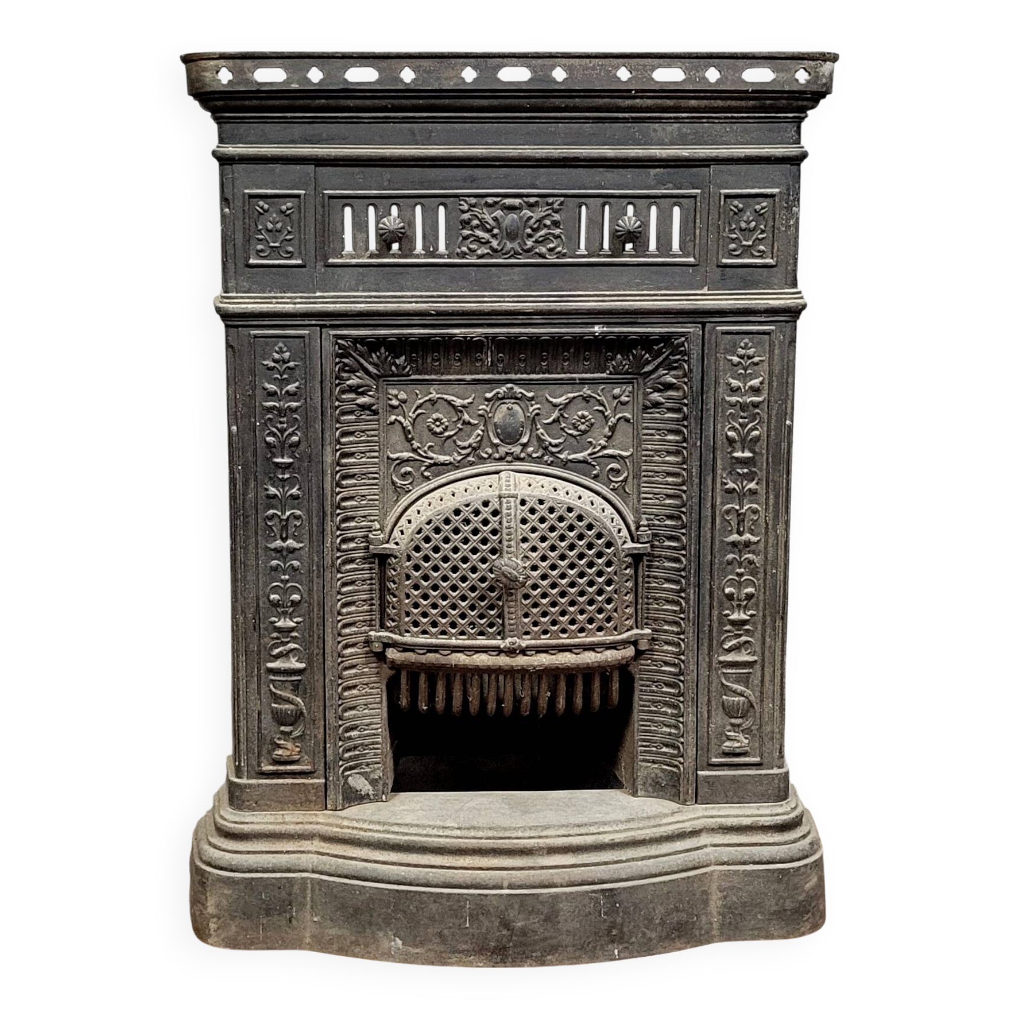 Napoleon III period cast iron fireplace mantel or front circa 1880