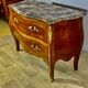 Louis XV style chest of drawers, precious wood cube marquetry, rosewood, violet wood.
