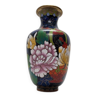 Vase Cloisonné Bleu Cobalt, 1980s