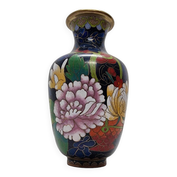 Cobalt Blue Cloisonné Vase, 1980s