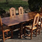 Lot 6 vintage chairs in mulched and carved wood