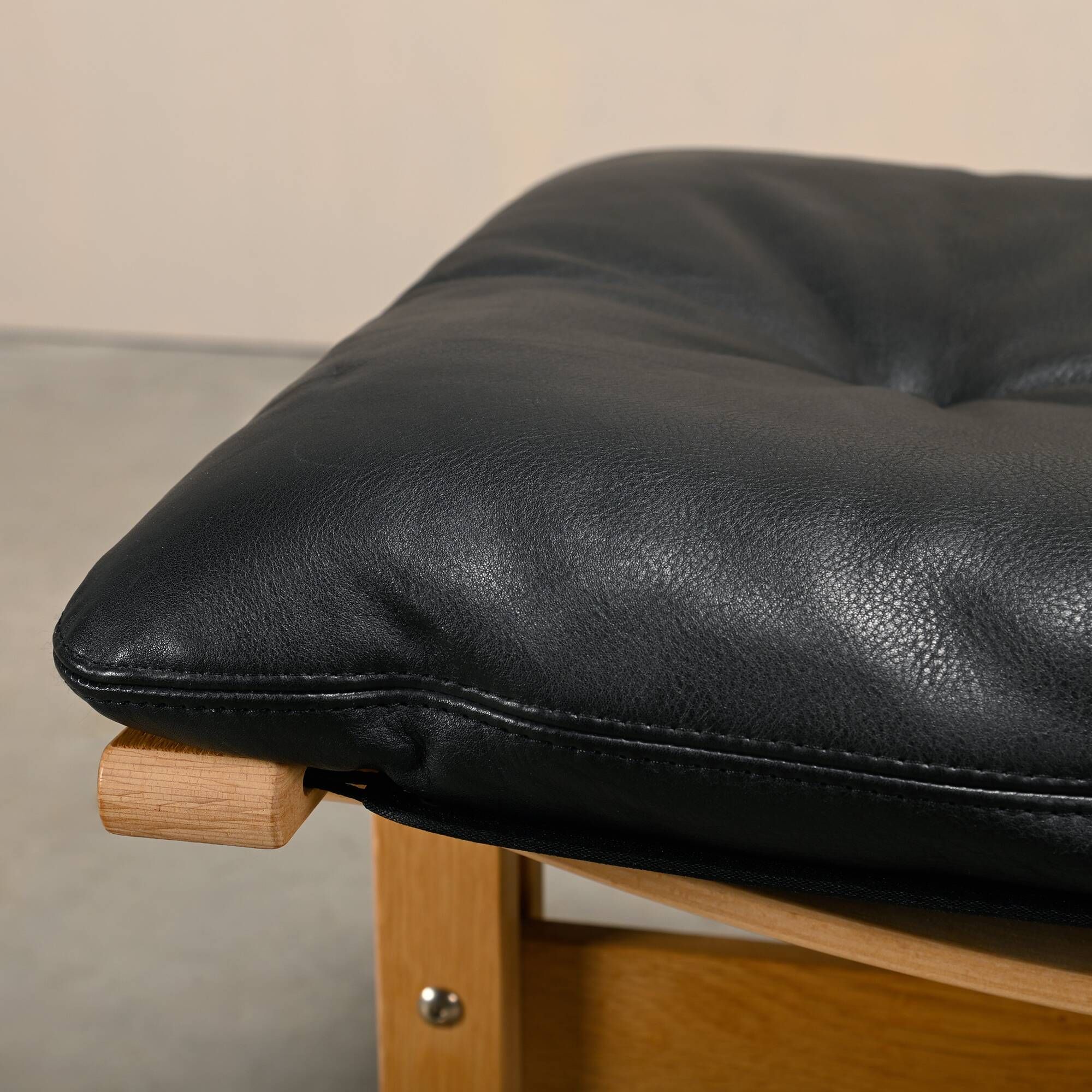 Ingmar Relling Siesta Lounge Chair and Ottoman in naturel Oak and Black Lea