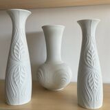 Trio of Op Art vases by KPM Germany in biscuit porcelain