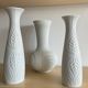 Trio of Op Art vases by KPM Germany in biscuit porcelain