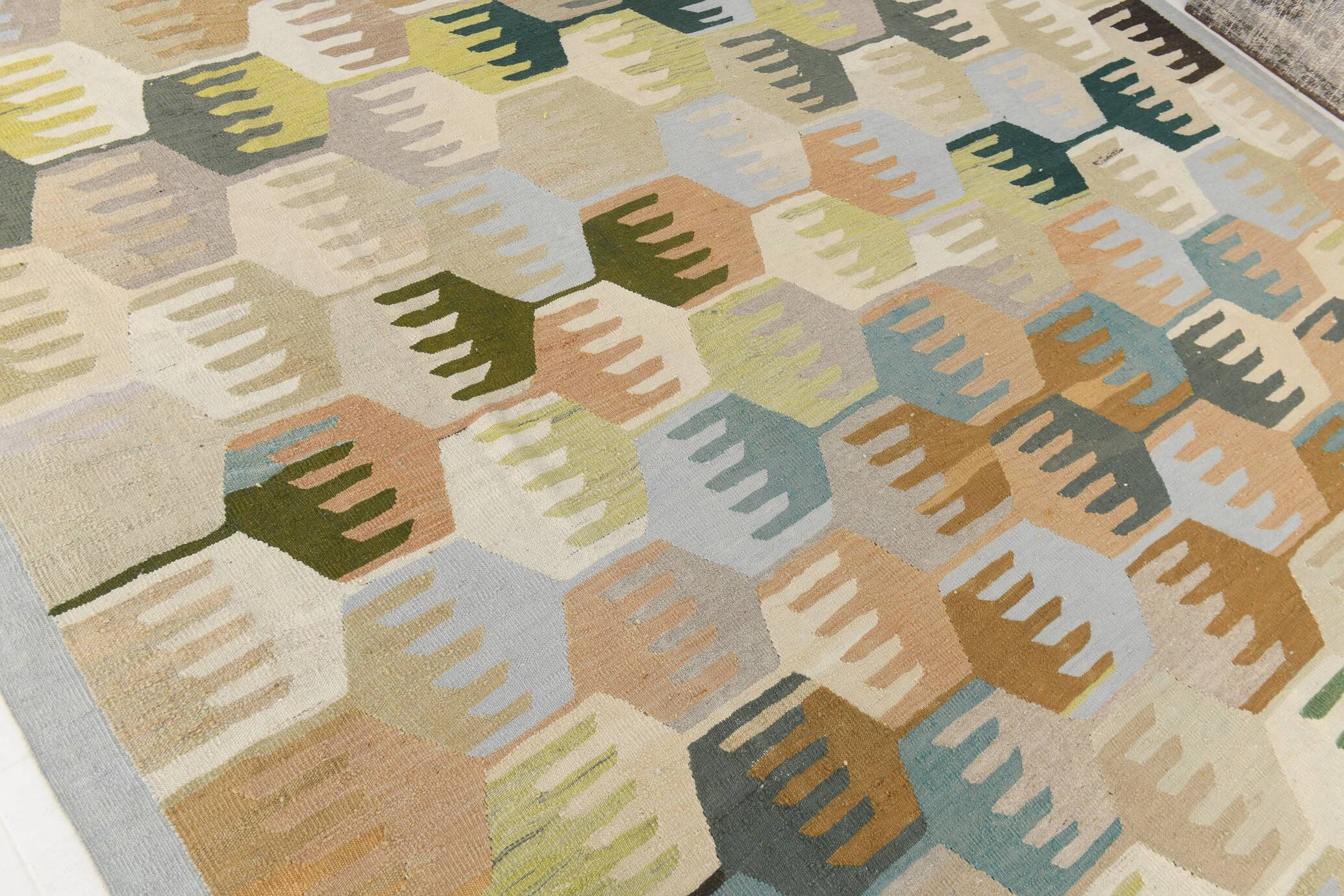 9x12 Kilim Pastel Tones Overisze Anatolian Flatweave Kilim Rug, 270x352 Cm