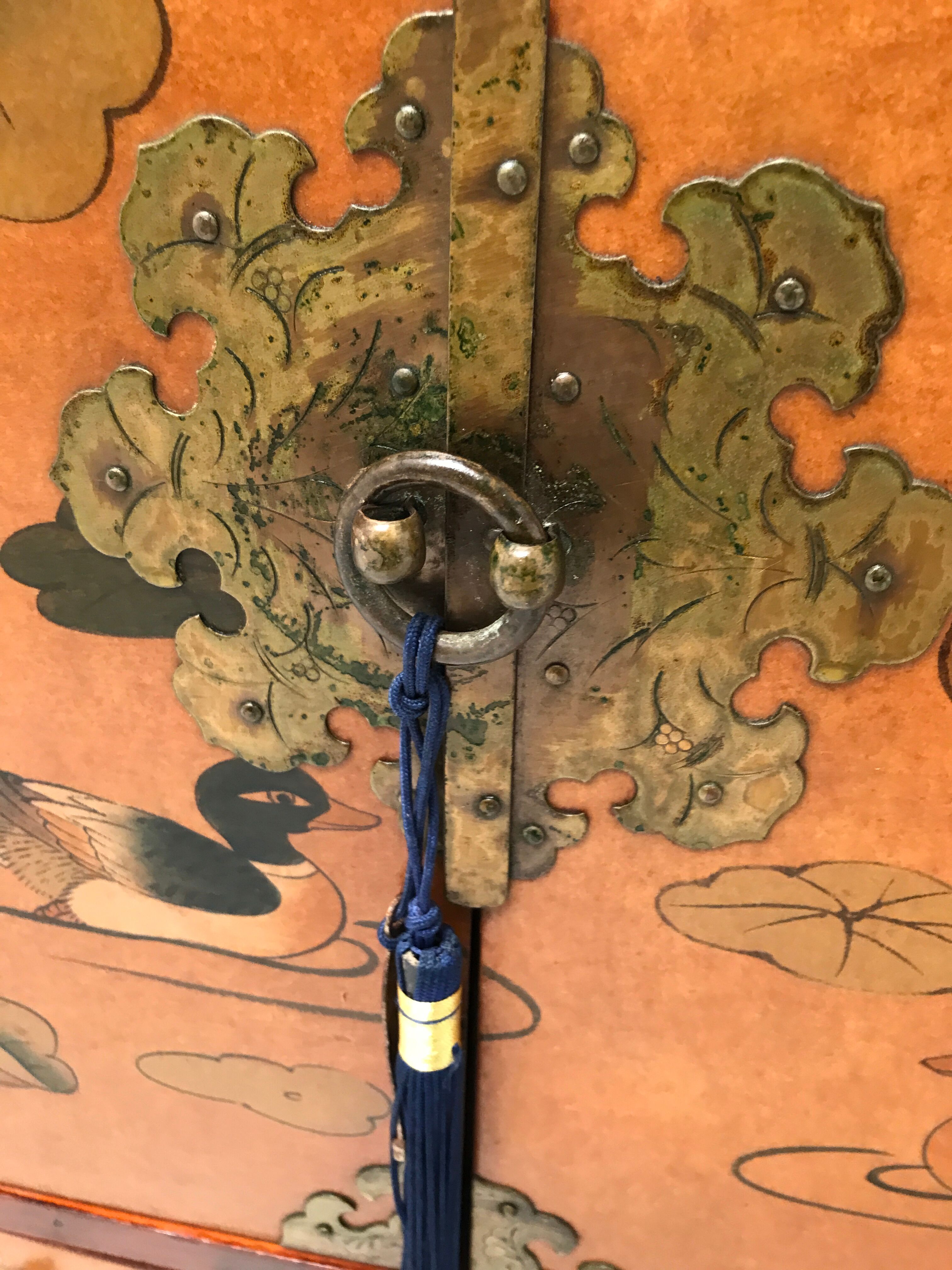 Chinese bedside table with wing top 60s-70s