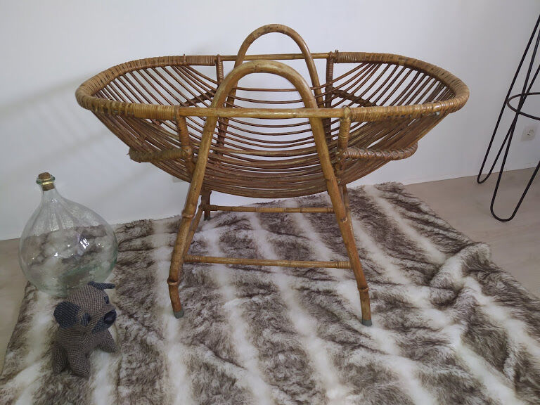 Vintage rattan cradle
