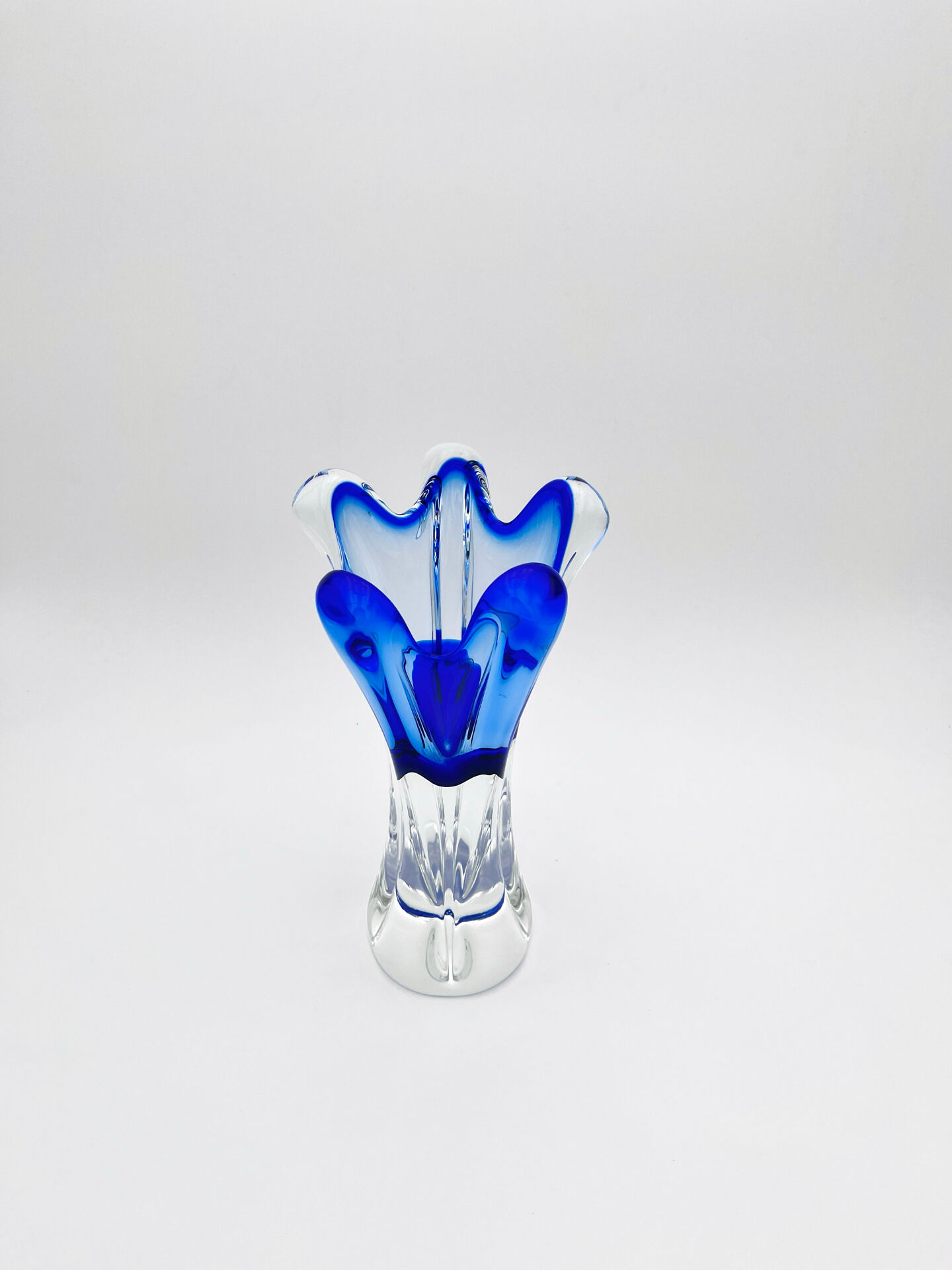 Sculptural vase - Josef Hospodka Chribska - Sommerso Blue - 1960