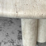 Cream travertine round column leg dining table