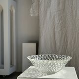 Large classic diamond-tipped glass salad bowl